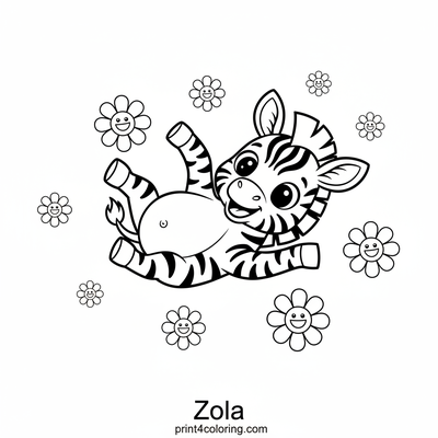 Zola's Rolling Fun in the Flower Field - free printable coloring page