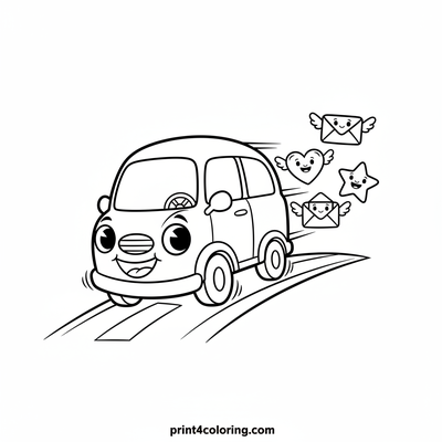 Happy Mail Van Adventure! - free printable coloring page