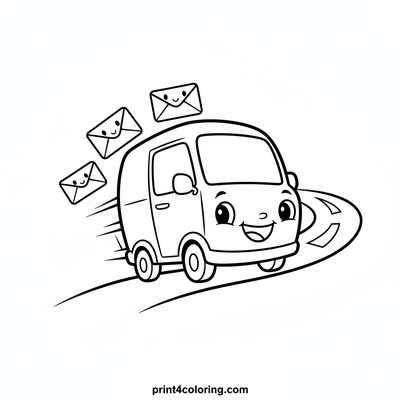 Happy Mail Van's Speedy Delivery! - free printable coloring page