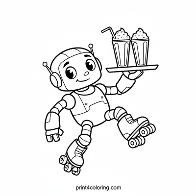 Speedy Milkshake Delivery Robot - free printable coloring page