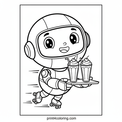 Speedy Milkshake Robot Delivery - free printable coloring page