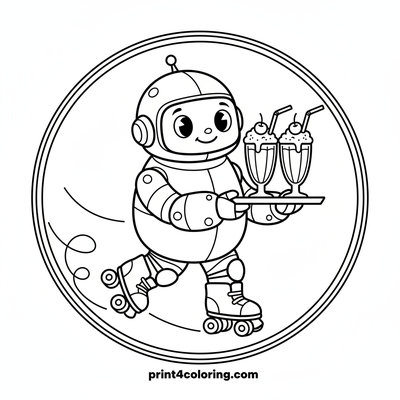 Speedy Milkshake Delivery Bot - free printable coloring page