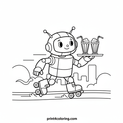 Speedy Milkshake Delivery Bot - free printable coloring page