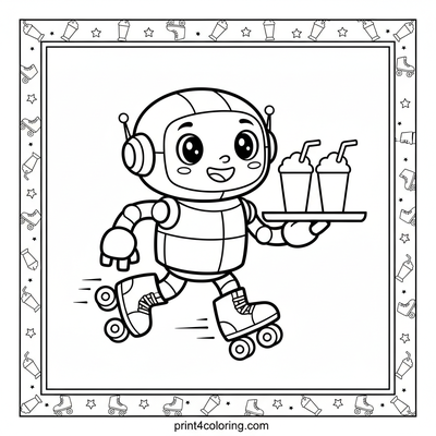 Speedy Robot Milkshake Express - free printable coloring page
