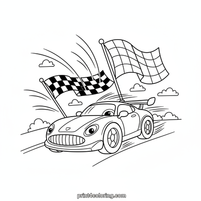 Finish Line Fury: Race Car Victory - free printable coloring page