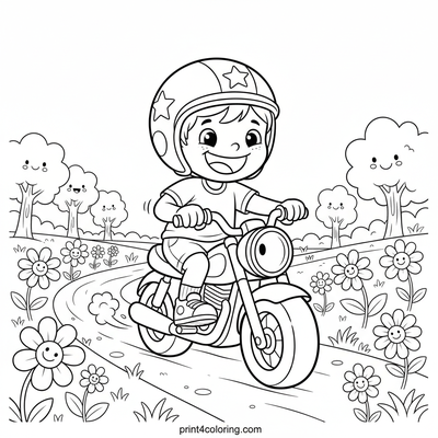 Happy Rider's Meadow Zoom - free printable coloring page