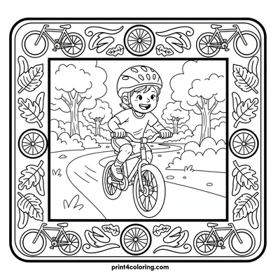 Speedy Park Cyclist Adventure - free printable coloring page