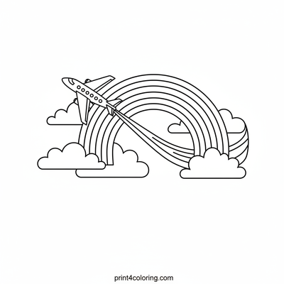 Rainbow Arch Airplane Adventure - free printable coloring page