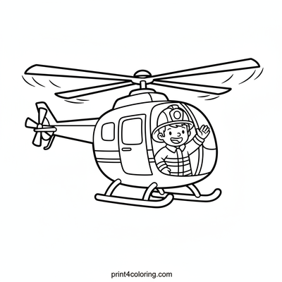 Zooming Firefighter Rescue Helicopter - free printable coloring page