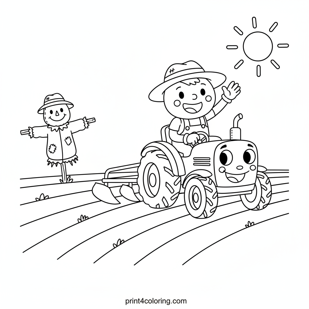 Plowing with a Smile: The Friendly Farm Tractor