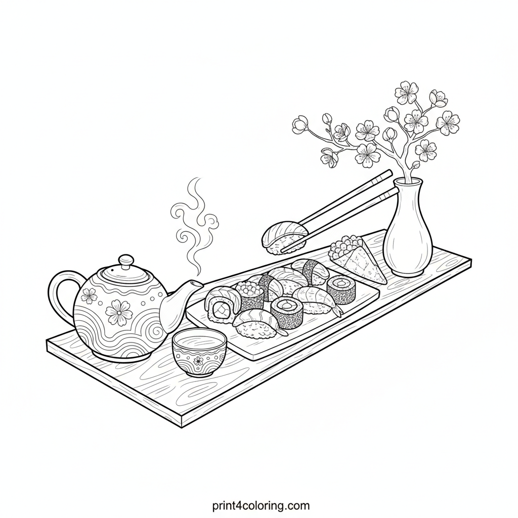 Elegant Japanese Tea & Sushi Table