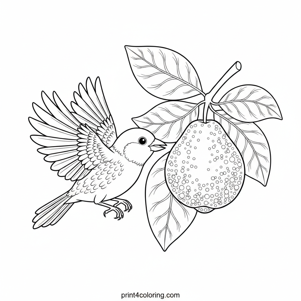 Feathery Feast: Tropical Bird's Guava Snack