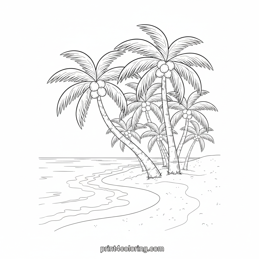Serene Coconut Palm Beach Landscape