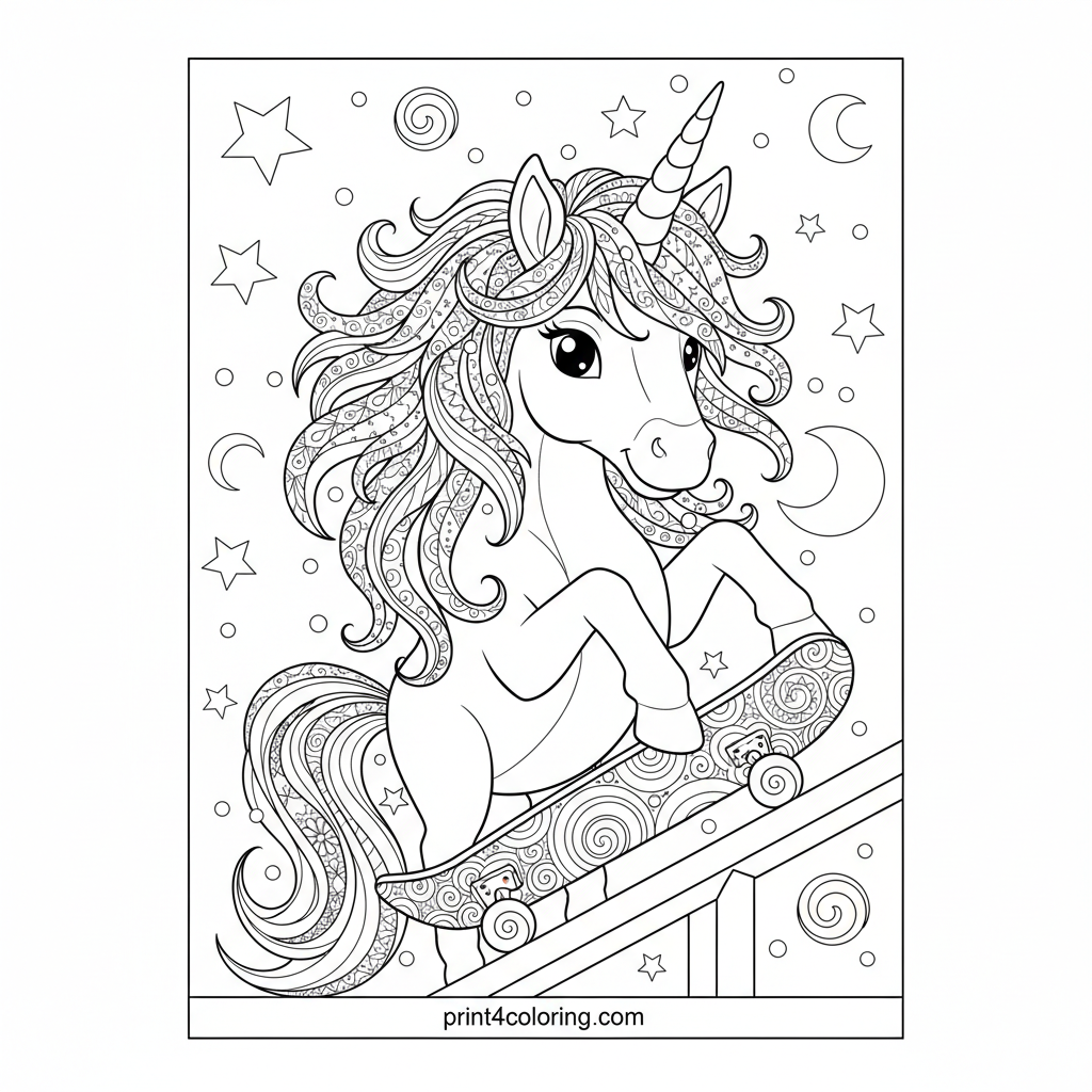 Rainbow Rail Grinder Unicorn Portrait