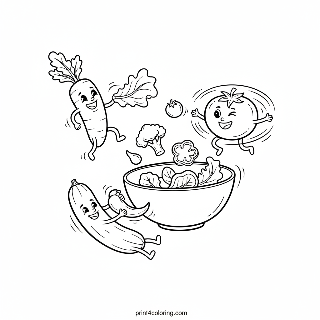 Happy Veggies Toss a Rainbow Salad