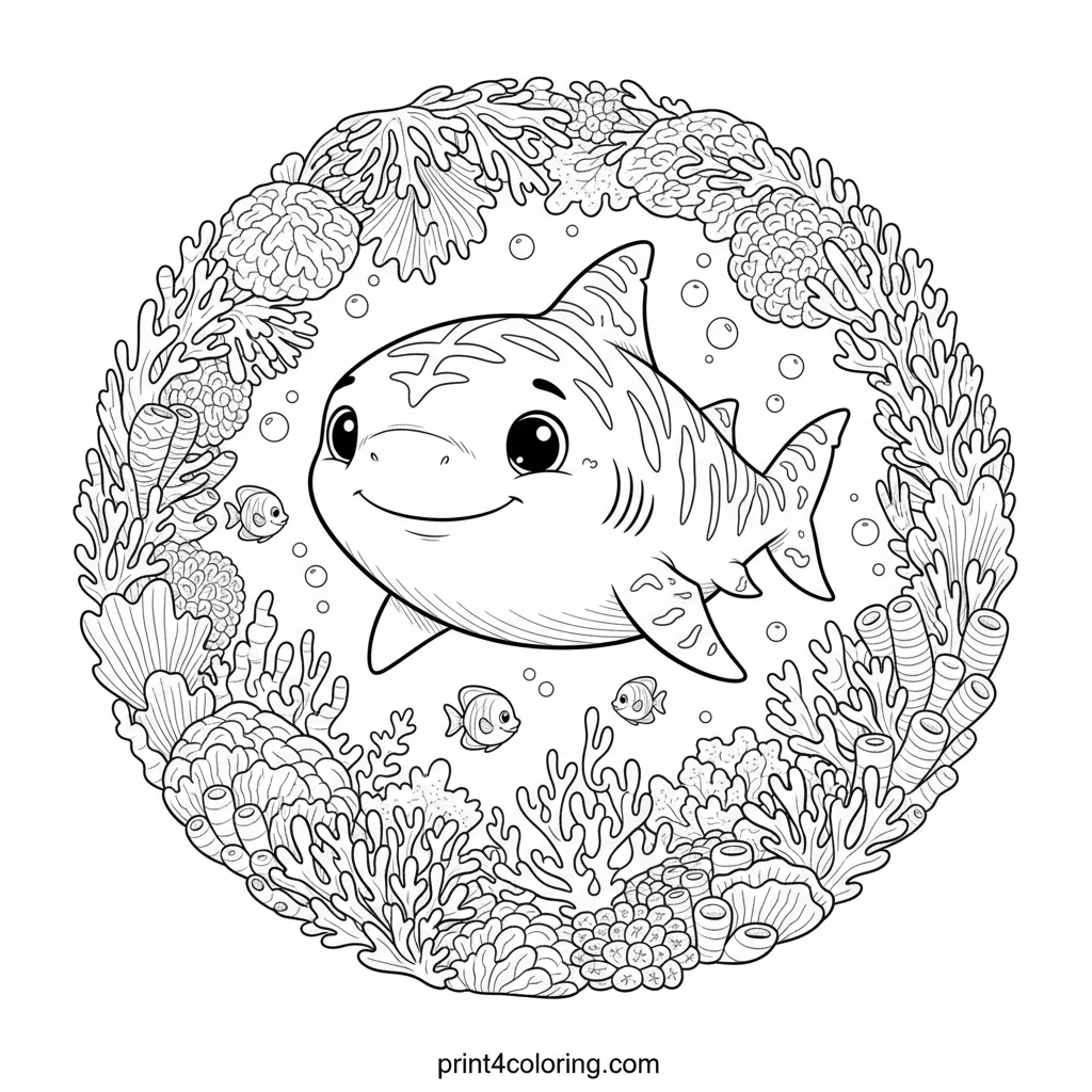 Curious Young Tiger Shark's Coral Adventure